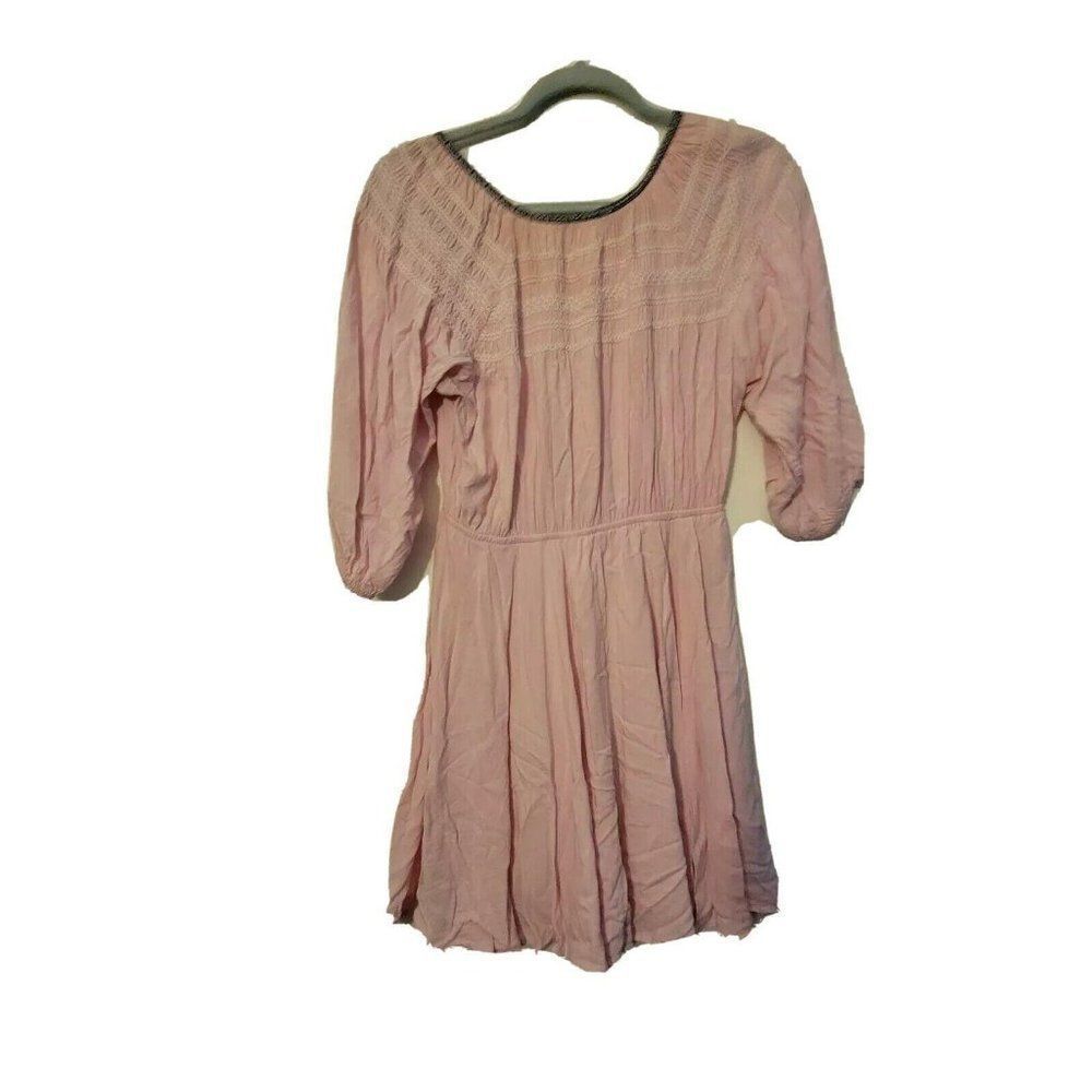 West 36th Womens Pink 3/4 Sleeve V Neck Short Length Mini Dress Size Small - Picture 9 of 9